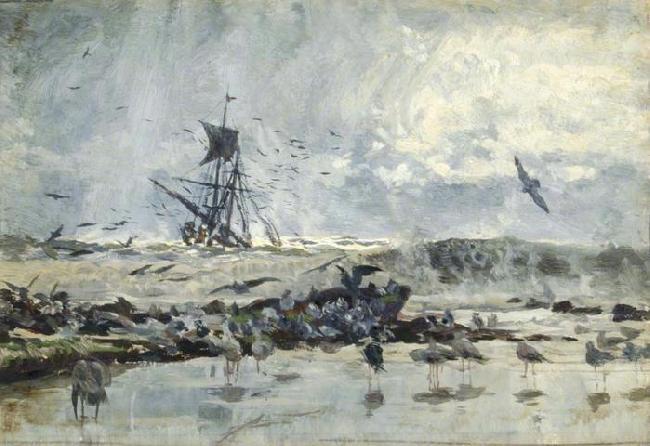 William Lionel Wyllie A Ship and Seabirds near the Coast oil painting picture